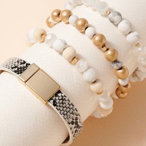 Snake Bitten Bracelet Set-White